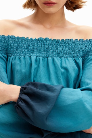 Robe taille basse dip and dye - Bleu