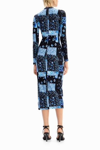 Robe midi - Noir et bleu