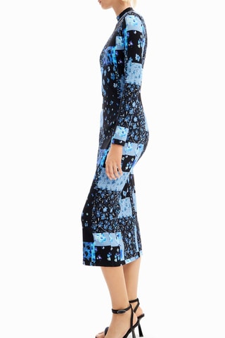 Robe midi - Noir et bleu
