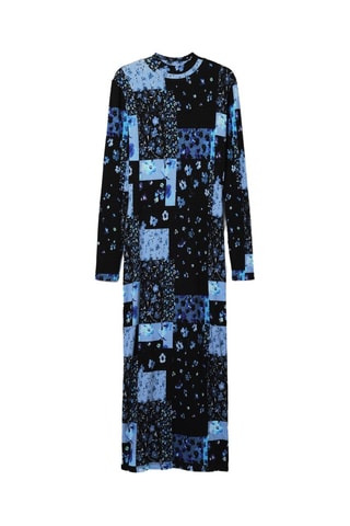 Robe midi - Noir et bleu