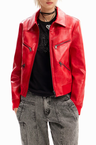 Blouson biker - Rouge