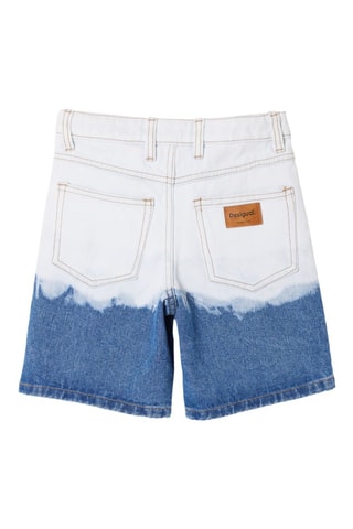Short en jean dip and dye - Bleu cobalt et blanc