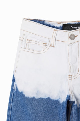 Short en jean dip and dye - Bleu cobalt et blanc