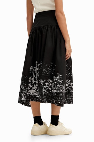 Jupe midi taille haute - Noir
