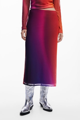 Jupe midi dip and dye - Dégradé rouge