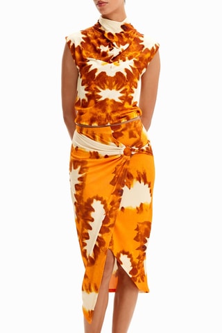 Jupe portefeuille tie and dye - Orange