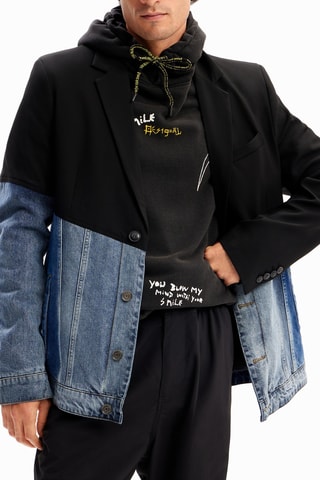 Blazer regular - Noir et bleu