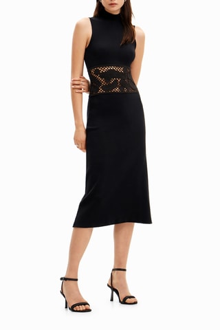 Robe midi sans manches - Noir