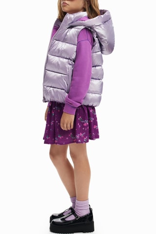 Doudoune à capuche sans manches - Lilas