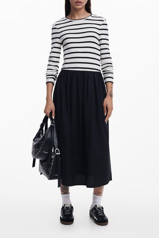 Robe trompe-l’œil longue - Noir