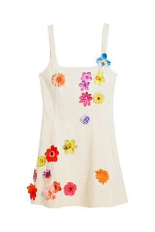 Robe courte sans manches - Écru