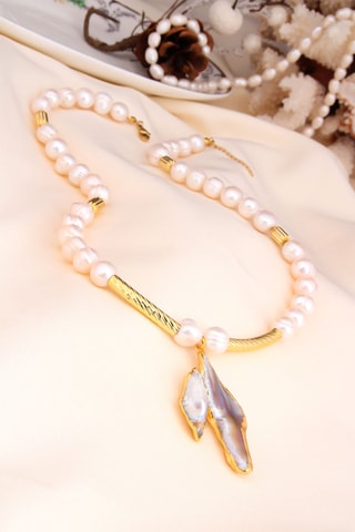 Collier - Plaqué or jaune et perles de culture
