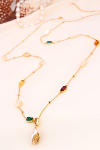 Collier - Plaqué or jaune et zircons
