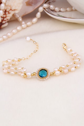 Bracelet multi rangs - Plaqué or jaune et zircon
