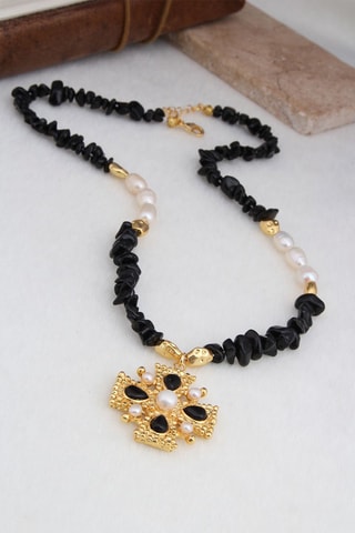Collier - Onyxs et perles de culture