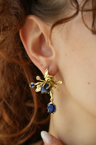 Boucles d'oreilles - Saphirs et zircons