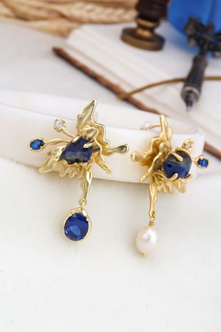 Boucles d'oreilles - Saphirs et zircons