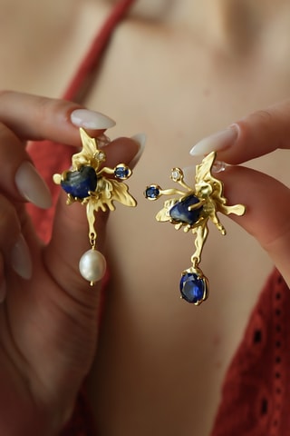 Boucles d'oreilles - Saphirs et zircons