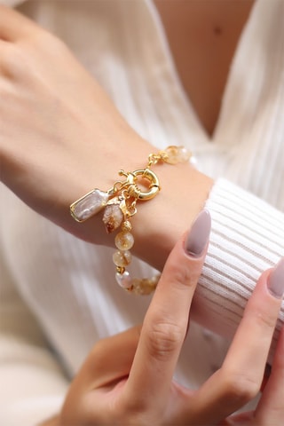 Bracelet Perles de culture et citrines