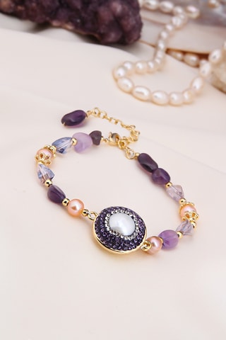 Bracelet - Plaqué or jaune et améthystes
