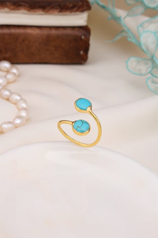 Ring - Verguld Metaal - Turquoise