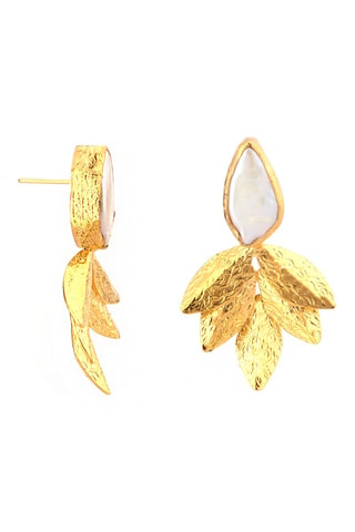 Boucles d'oreilles dorées à l'or fin jaune - Perles de culture