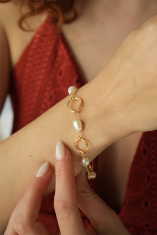Bracelet - Plaqué or jaune et perles de culture