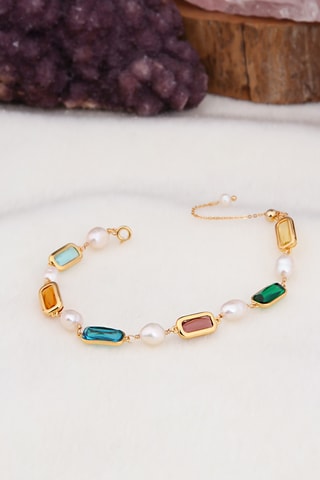 Bracelet - Plaqué or jaune et zircons