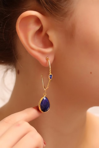 Boucles d'oreilles dorées à l'or fin jaune - Saphirs