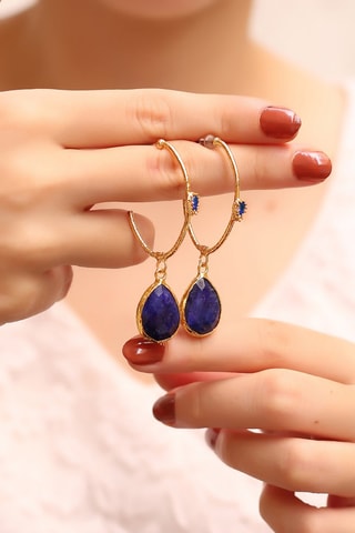 Boucles d'oreilles dorées à l'or fin jaune - Saphirs
