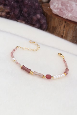 Armband - doublé geelgoud en kwarts 