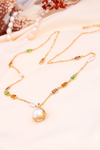 Collier - Plaqué or jaune et Zircon