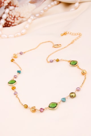 Collier - Plaqué or jaune et zircons