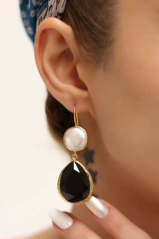 Boucles d'oreilles - Oeils-de-chat et perles