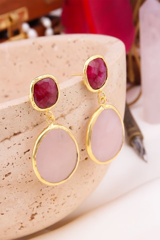 Boucles d'oreilles Agates et quartz rose
