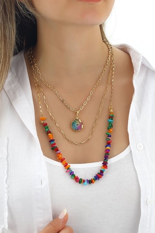 Collier - Bronze et agates