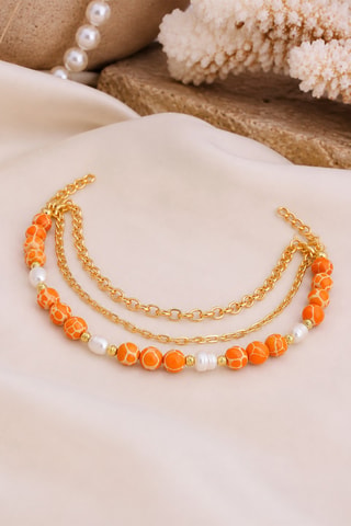 Chaîne de cheville - Perles de culture et variscites