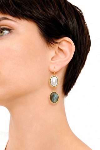 Boucles d'oreilles - Labradorites et perles de culture