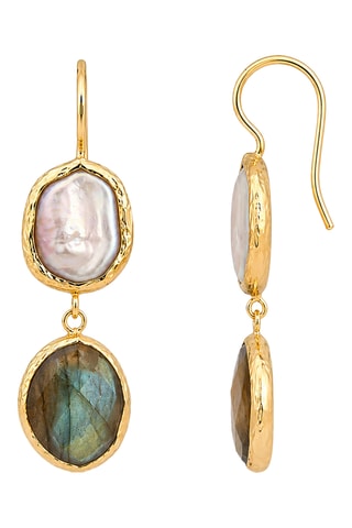 Boucles d'oreilles - Labradorites et perles de culture