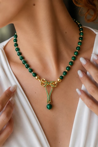 Collier - Malachites et zircons