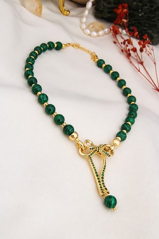 Collier - Malachites et zircons