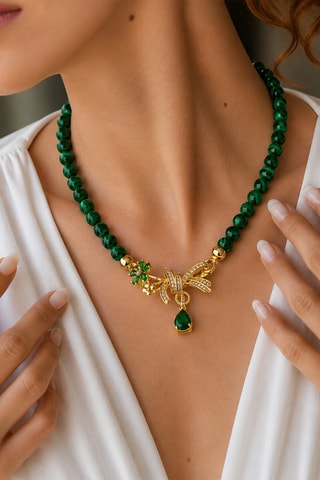 Collier - Malachites et zircons