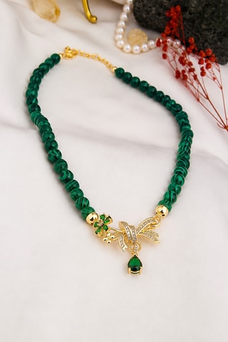 Collier - Malachites et zircons