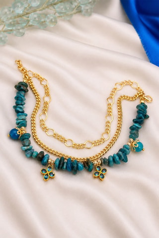 Chaîne de cheville - Turquoises et zircons