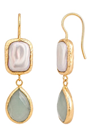 Boucles d'oreilles - Amazonites et perles de culture