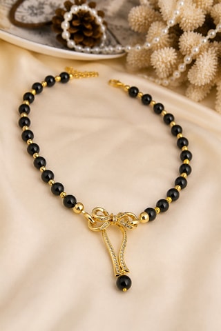 Collier - Onyx et zircons