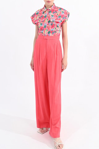 Pantalón de lino de tiro alto - Coral - Lili Sidonio
