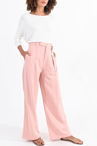 Pantalón de lino - Rosa empolvado - Molly Bracken