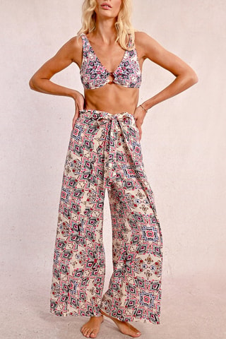 Pantalón de tiro alto - Beige