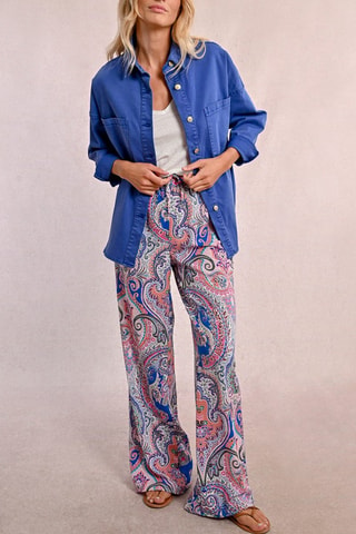 Pantalón de tiro alto - Blanco y rosa